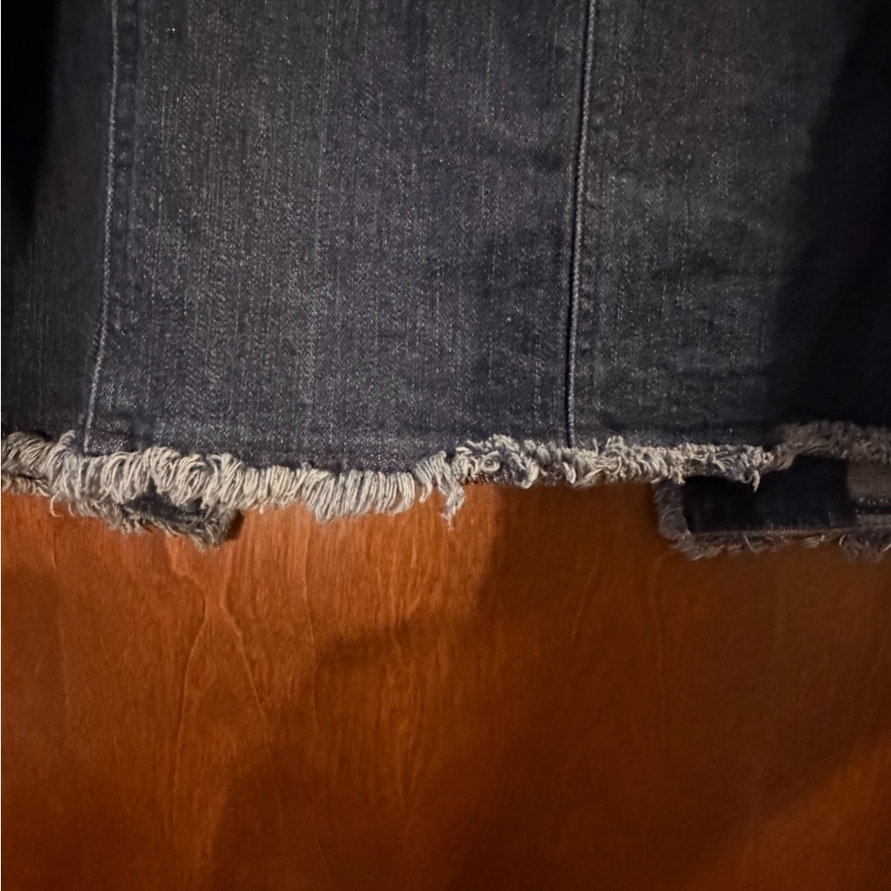 Coldwater Creek Dark Blue Frayed Denim Jacket - Picture 4 of 5
